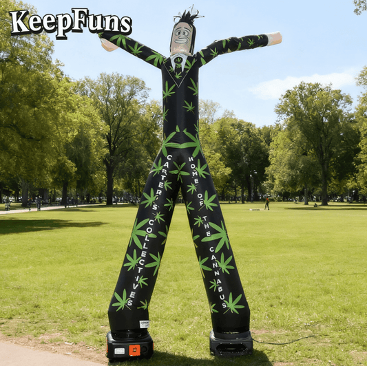 KeepFuns Marijuana Leaf Pattern Humanoid Inflatable Dancer Advertising Model Commercial Activity Drainage Inflatable Model