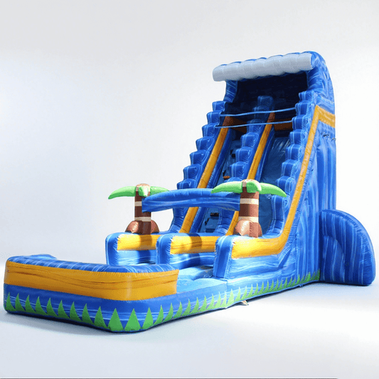 KeepFuns Large inflatable slide Outdoor water park slide facilities Blue and yellow contrast inflatable water slide