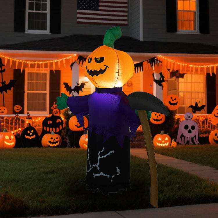 1.5m Halloween Inflatable Decoration Pumpkin Scythe Ghost Shape Lighted Outdoor Garden Decoration Props