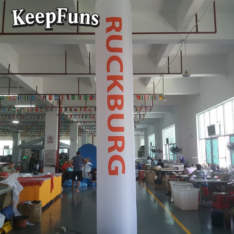KeepFuns Inflatable Advertising Light Tubes: Customizable (color, size, print), easy to inflate, durable, ideal for ads, malls, clubs, courtyards.