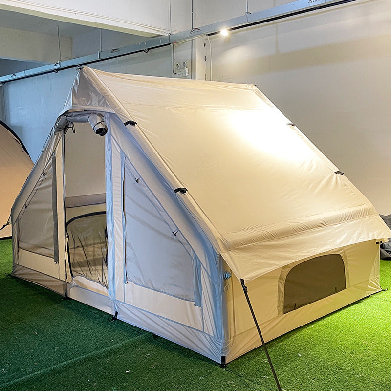 KeepFuns Beige inflatable tent outdoor camping family tent large capacity multi-person camping rain and sun protection camp tent