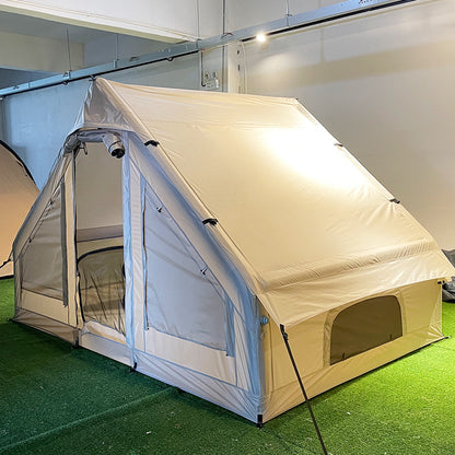 KeepFuns Beige inflatable tent outdoor camping family tent large capacity multi-person camping rain and sun protection camp tent