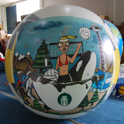 KeepFuns Cartoon beach theme inflatable advertising ball interesting illustration promotional inflatable model activity interactive giant prop ball