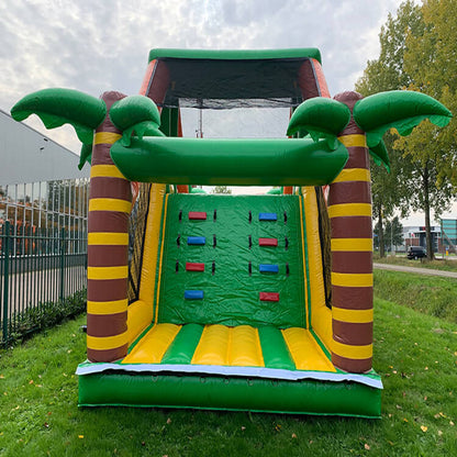 KeepFuns Children's inflatable land obstacle course equipment Green, orange and yellow color matching cartoon theme outdoor competition props