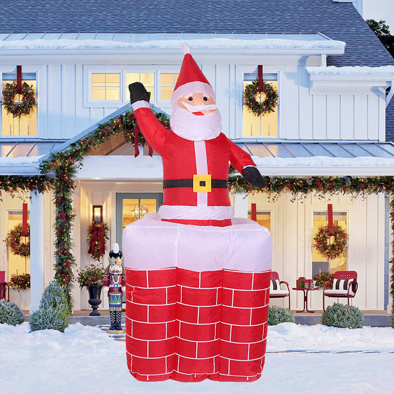 1.8M Christmas Inflatables Santa Claus in The Chimney Up and Down, Outdoor Blow Up Santa Claus Yard Decorations Built-in LED Lights, Easy to Inflate for Indoor Party Lawn Garden Holiday Decor