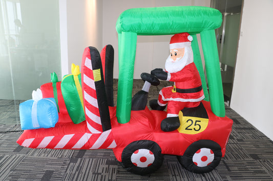 Inflatable Santa on Forklift with LED Light, Waterproof Blow Up Yard Decoration for Fall Autumn Yard Party Shopping Mall Harvest Day Thanksgiving Decorations