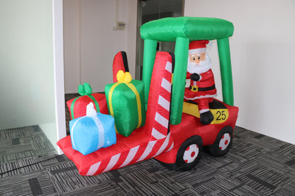 Inflatable Santa on Forklift with LED Light, Waterproof Blow Up Yard Decoration for Fall Autumn Yard Party Shopping Mall Harvest Day Thanksgiving Decorations