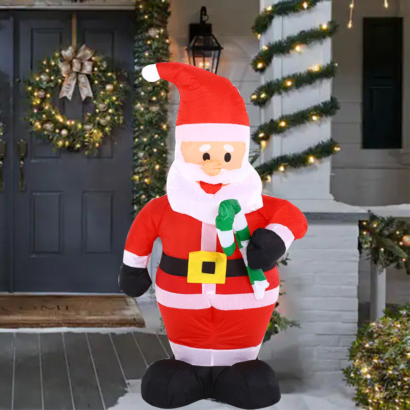 1.2m Christmas Inflatables,  Inflatable Santa Claus Holding Candy Cane, LED Lighted Blow Up Christmas Santa Claus, Inflatable Santa Claus Outdoor Decorations for Party Holiday Lawn Yard