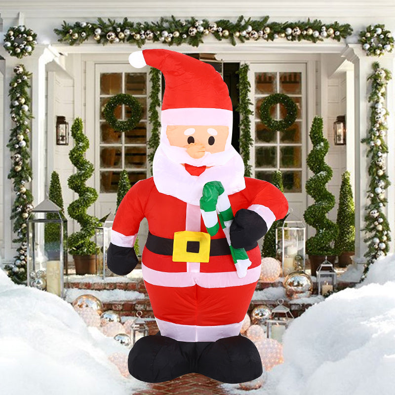 1.2m Christmas Inflatables,  Inflatable Santa Claus Holding Candy Cane, LED Lighted Blow Up Christmas Santa Claus, Inflatable Santa Claus Outdoor Decorations for Party Holiday Lawn Yard