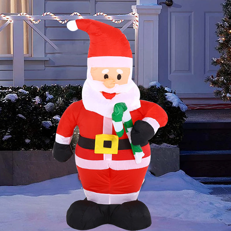 1.2m Christmas Inflatables,  Inflatable Santa Claus Holding Candy Cane, LED Lighted Blow Up Christmas Santa Claus, Inflatable Santa Claus Outdoor Decorations for Party Holiday Lawn Yard
