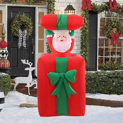 1.5m Inflatable Santa Claus lifting chimney  in LED ;Light Home Outdoor Garden Yard Xmas Decor New Year Supplies,Red