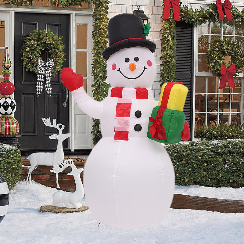 Christmas Inflatable Cute Snowman Carrying Gift Bag Weatherproof Vacation Holiday Decor for Garden Lawn,Xmas Giant Blow Up Santa with Built-In LED Lights Outdoor Decoration for Yard