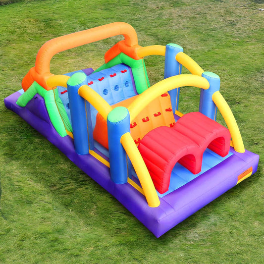 KeepFuns Rainbow inflatable obstacle course Children's outdoor climbing slide amusement facilities Parent-child interactive large inflatable toy