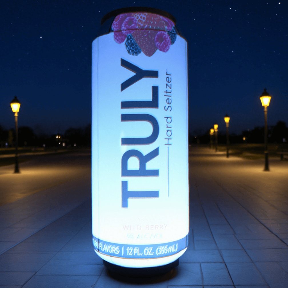 KeepFuns  TRULY Fruity Sparkling Wine Inflatable Advertising Column Giant Can Shaped Inflatable Model Outdoor Night Light Display Props